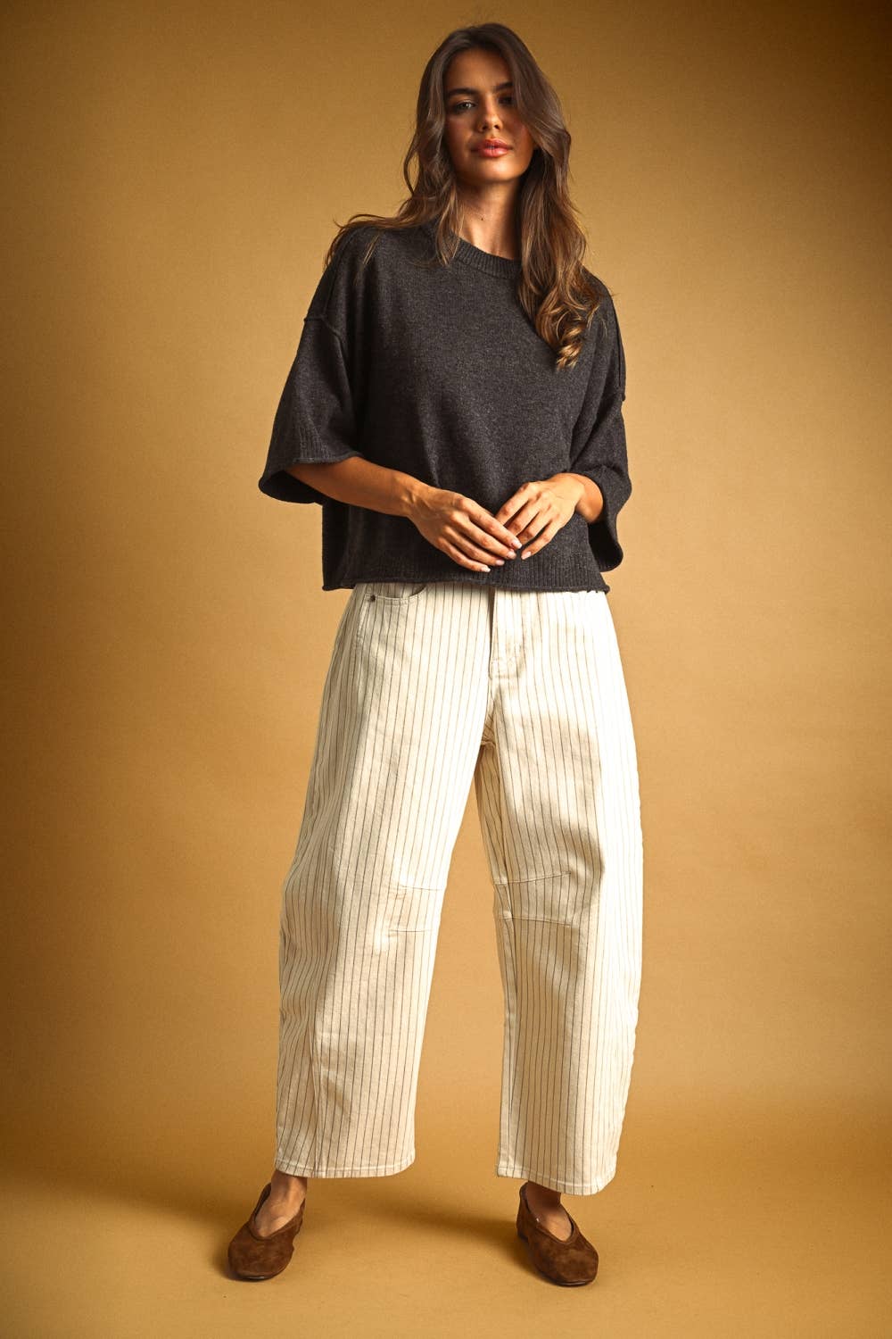 Penny Pin Stripe Barrel Pants