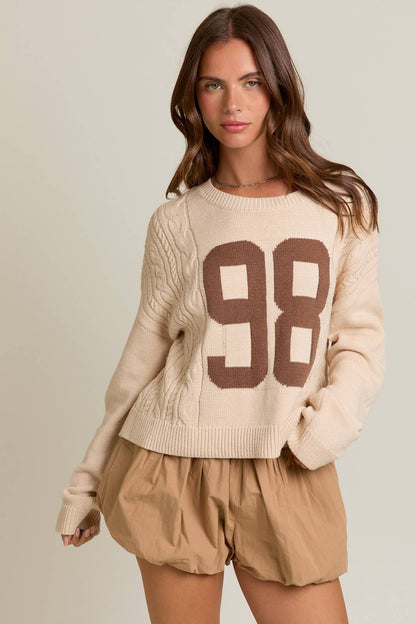 Addie Jersey Cable Knit Sweater