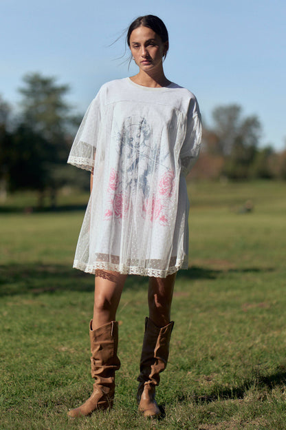 Angel Lace Layered T-shirt Dress