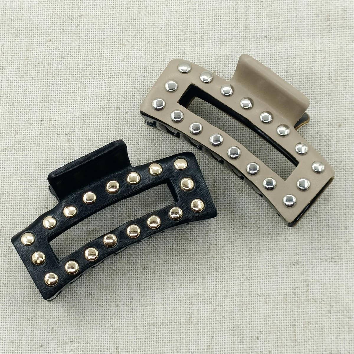Faux Leather Studded Hair Claw