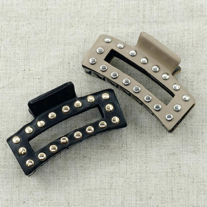 Faux Leather Studded Hair Claw