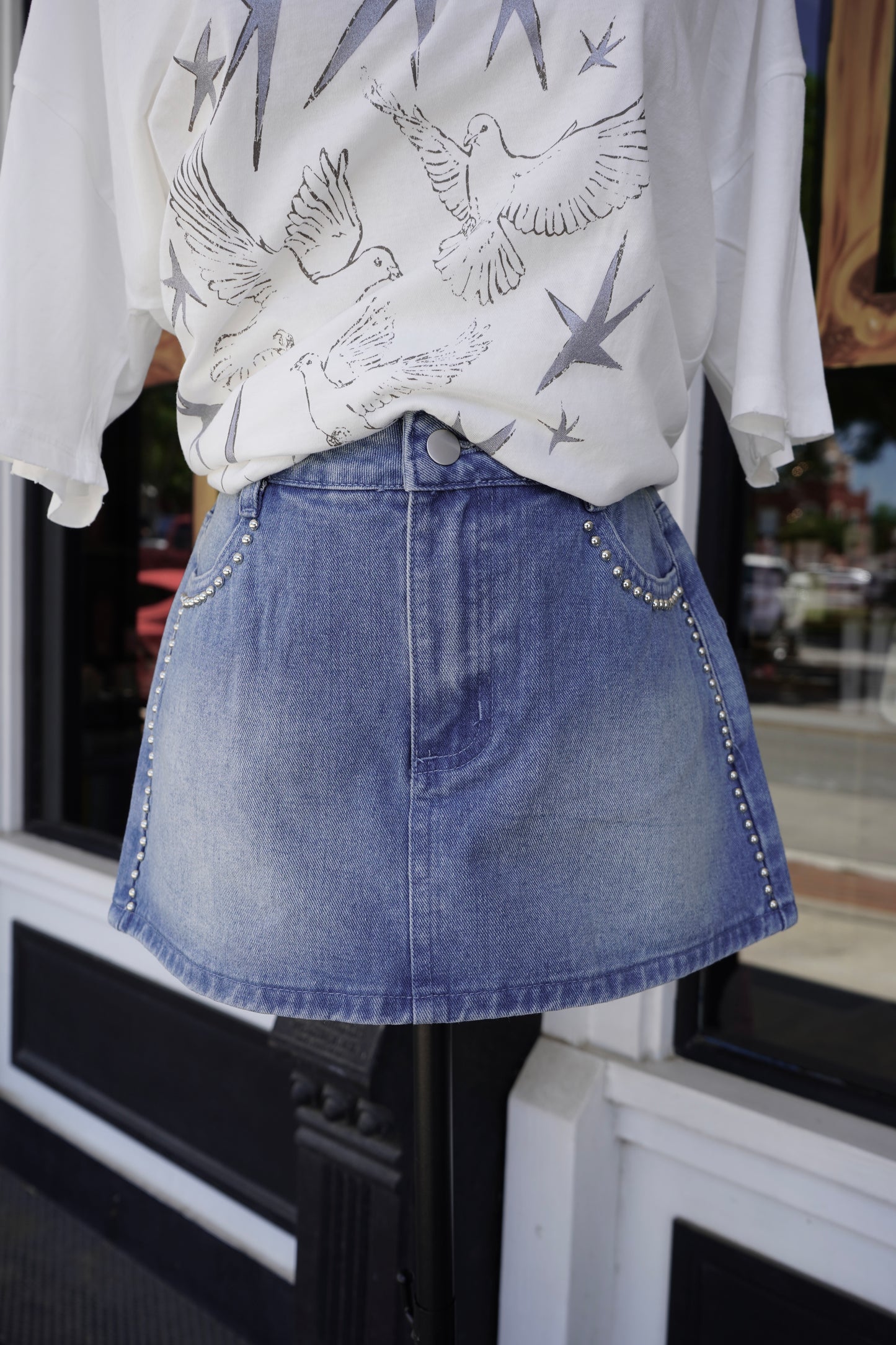 Meg Studded Denim Skort