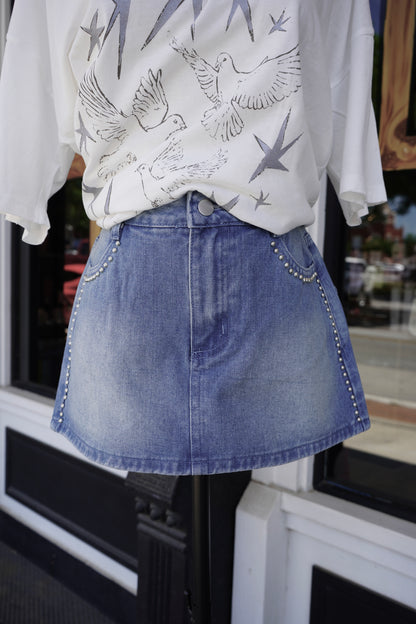 Meg Studded Denim Skort