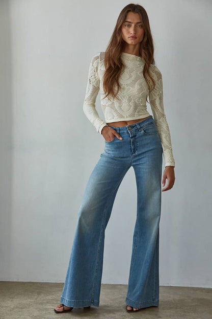 Bonnie Seamless Jacquard Mock Neck Long Sleeve