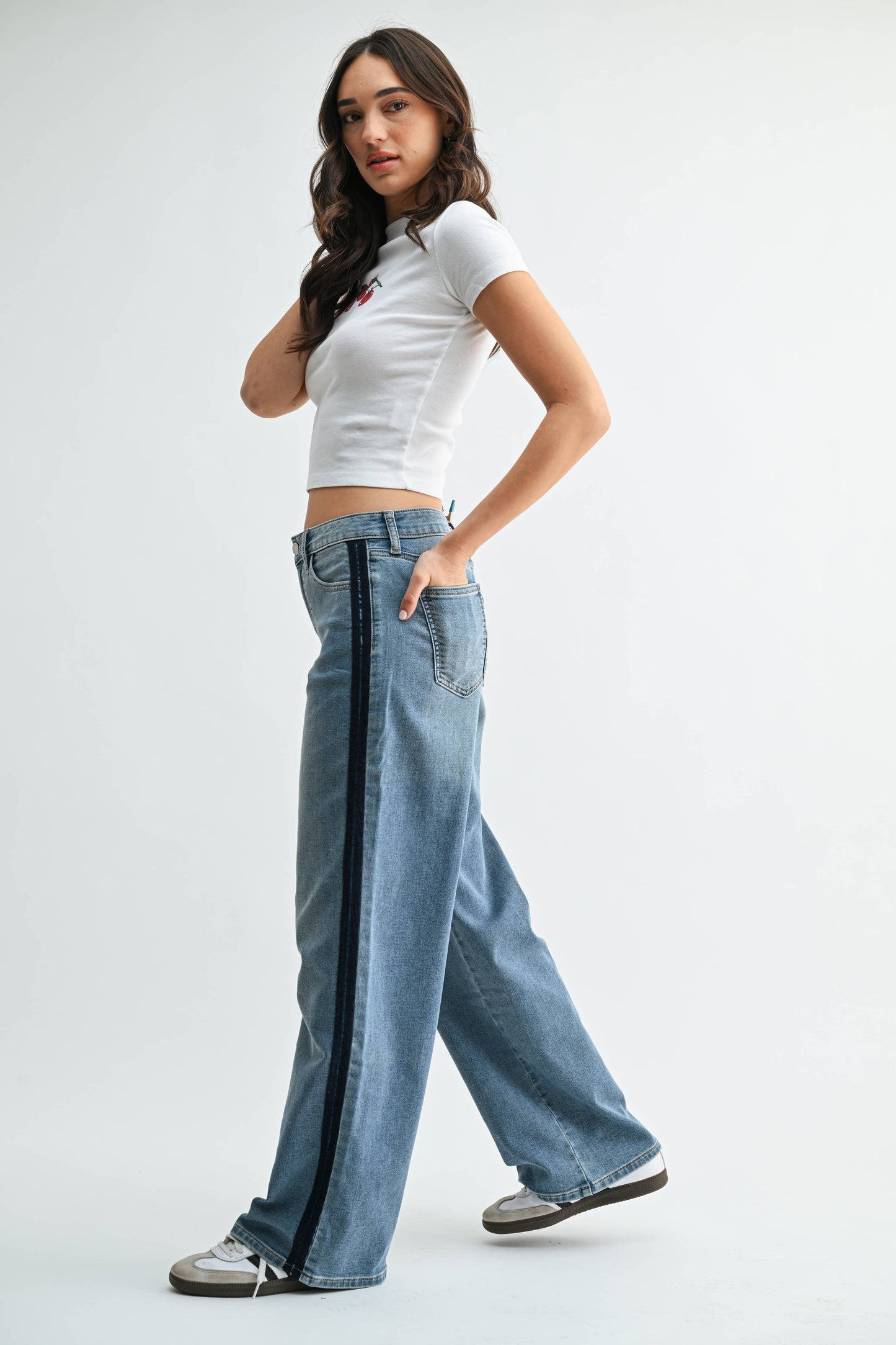 Dani Mid Rise Tuxedo Denim Pants