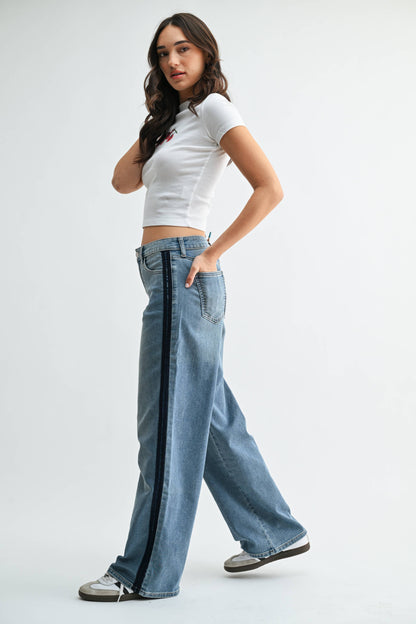 Dani Mid Rise Tuxedo Denim Pants