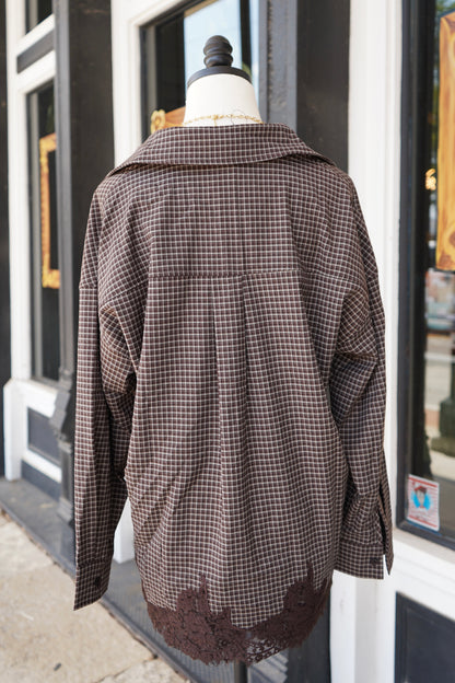 Eloise Plaid Lace Button Down