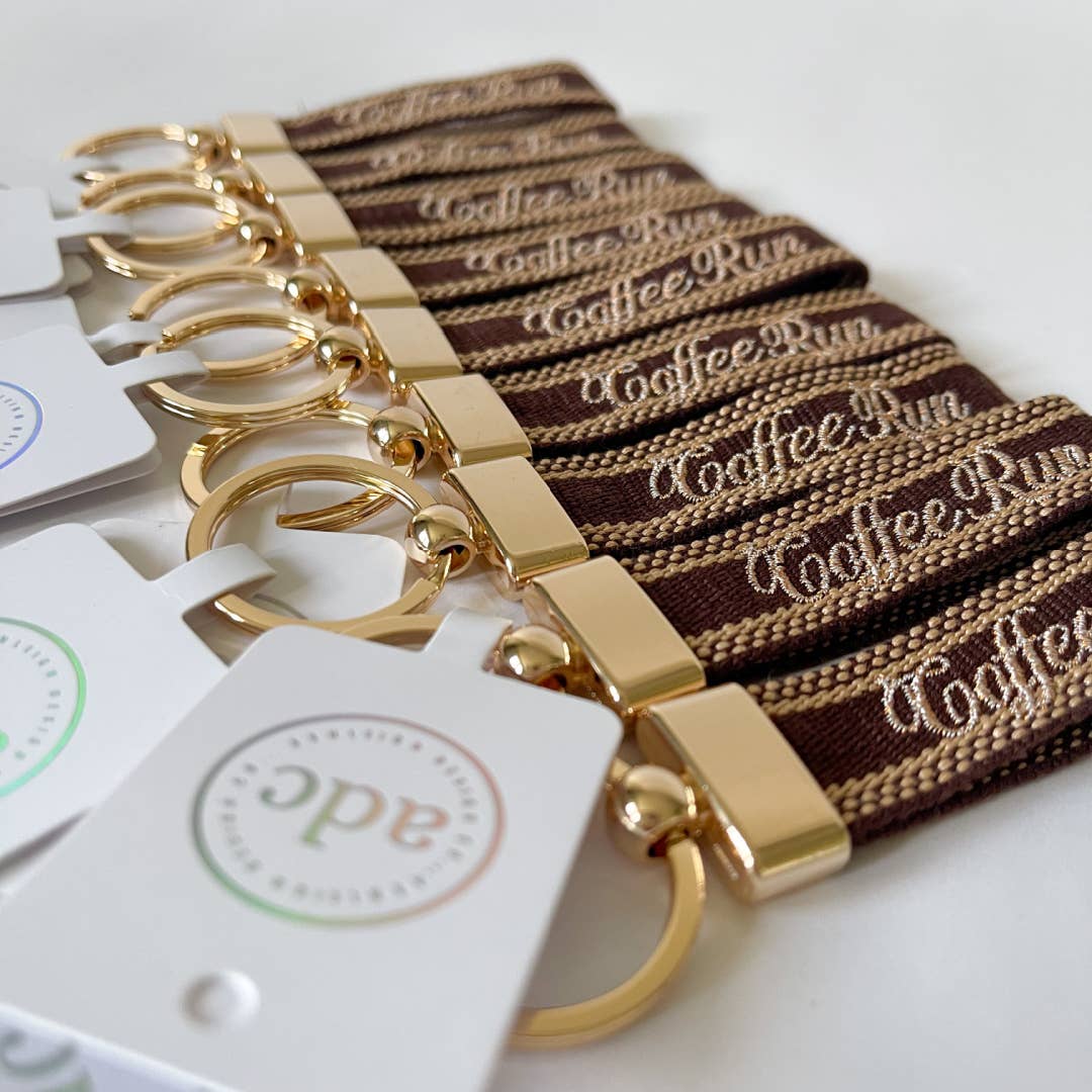 Coffee Run Embroidered Keychain