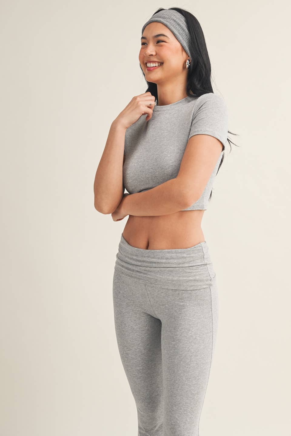 Sara Soft Heathered Knit Crewneck Tee