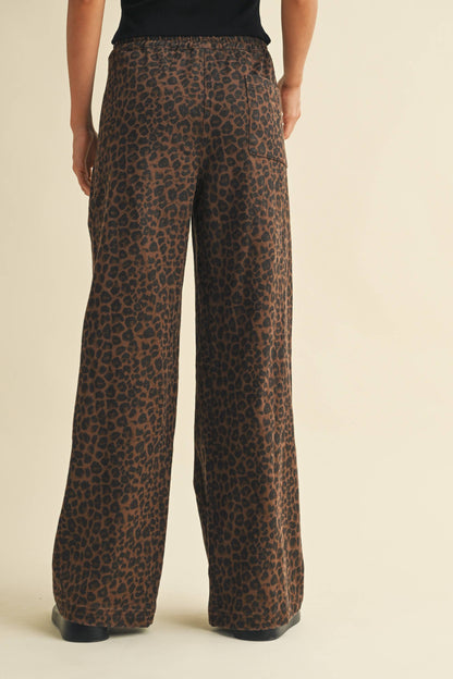 Carli Leopard Wide Leg Track Pants