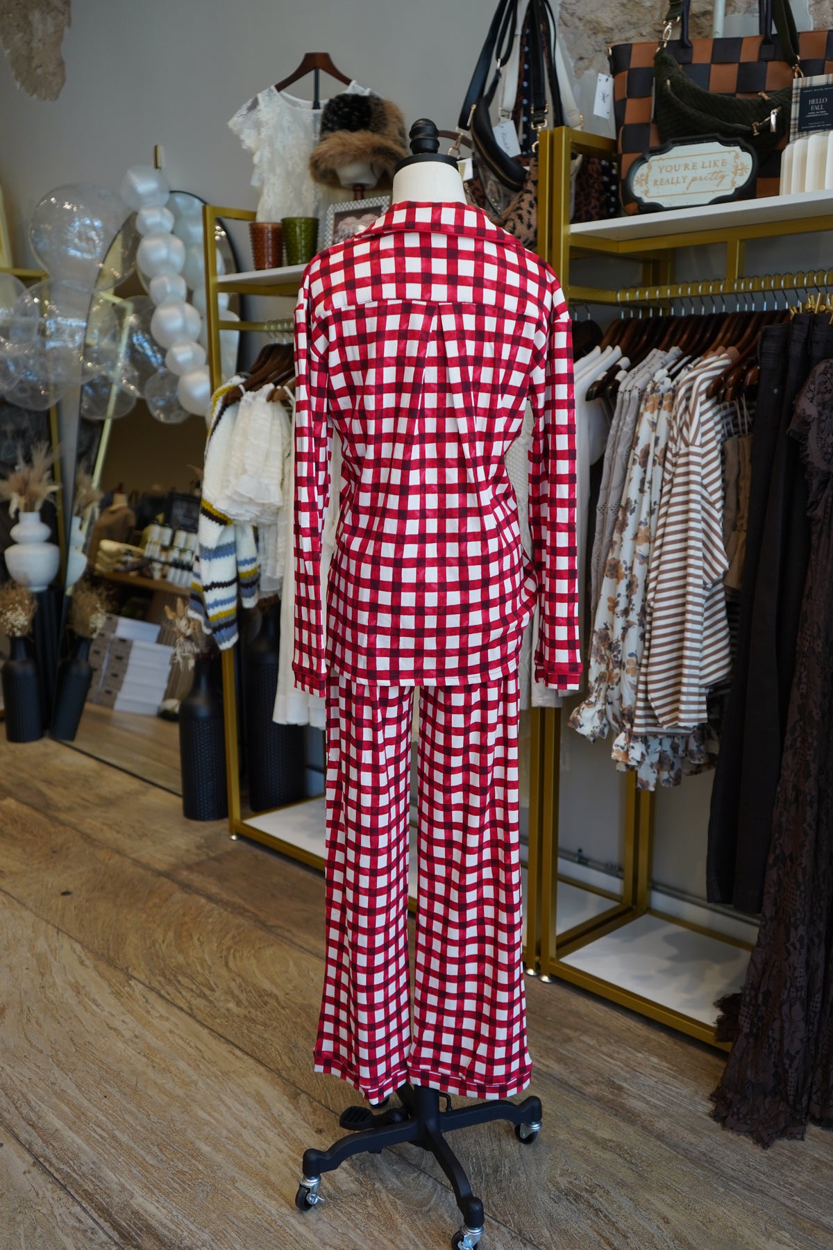 Red Gingham Pajama Set