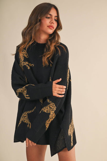Hanna Cheetah Mockneck Sweater