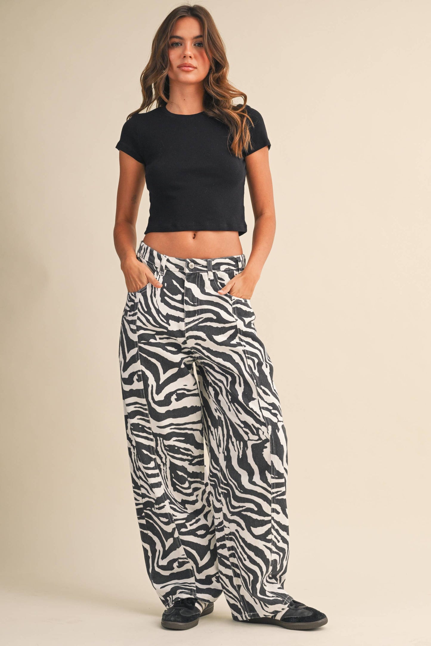 Val Zebra Print Barrel Pants