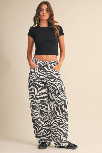 Val Zebra Print Barrel Pants