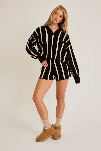 Rae Striped Knit Shorts