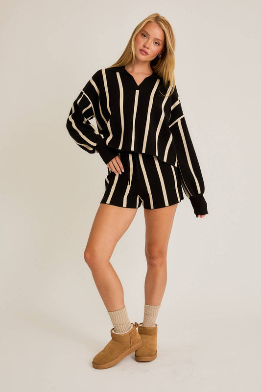 Rae Striped Knit Shorts
