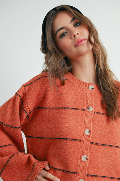 Lola Button Front Striped Cardigan
