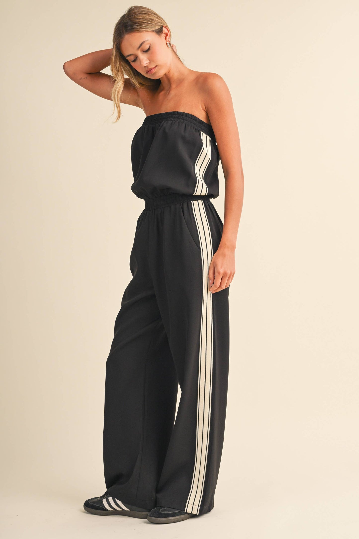 Tori Track Stripe Jumpsuit