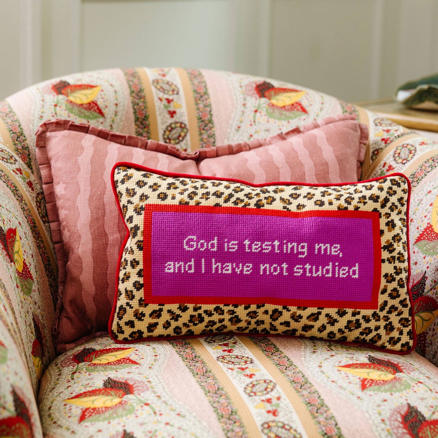 God Testing Me | FURBISH Needlepoint Pillow