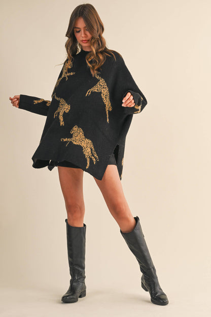 Hanna Cheetah Mockneck Sweater