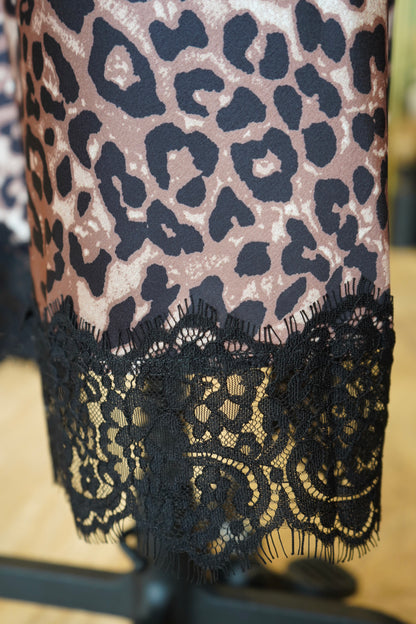 Bri Leopard Print Satin Maxi Skirt