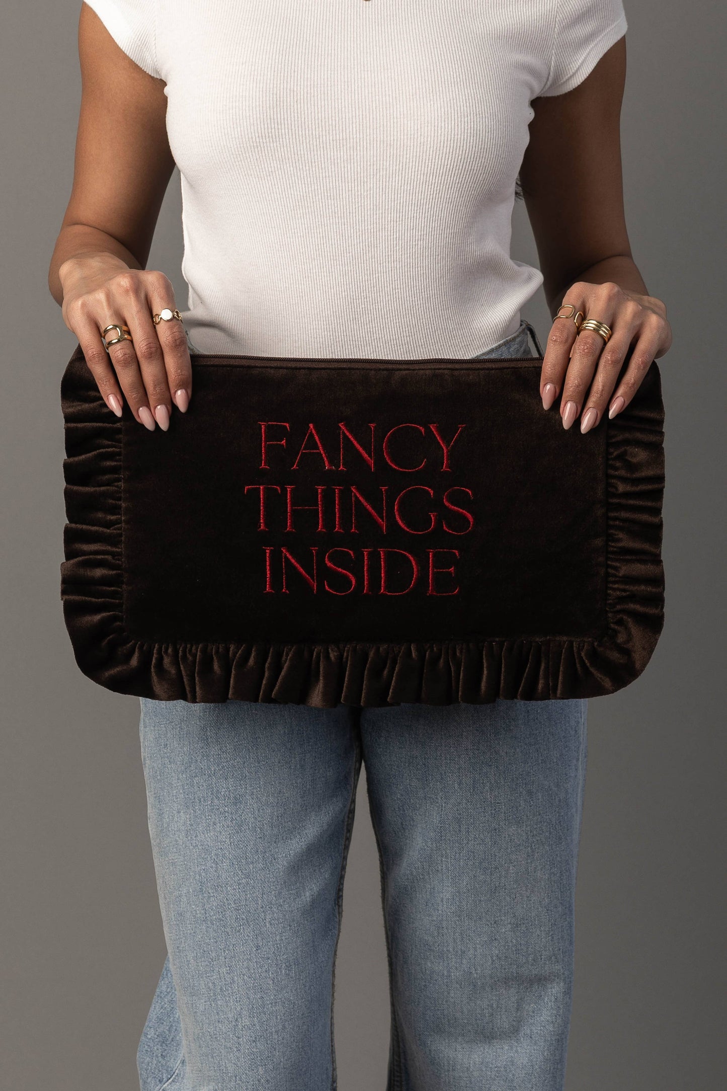 Velvet Ruffle Travel Pouch