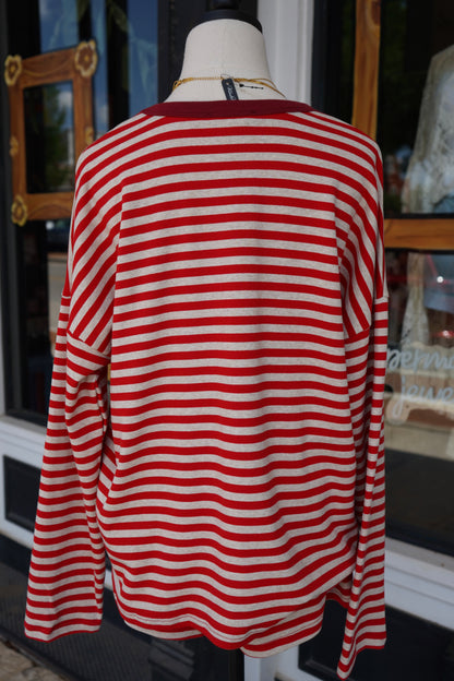 Ruby Stripe Oversized Tee