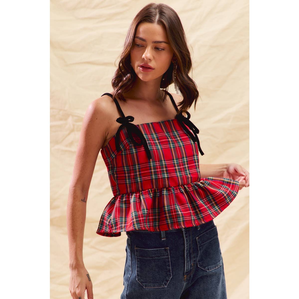 Molly Plaid Peplum Tank