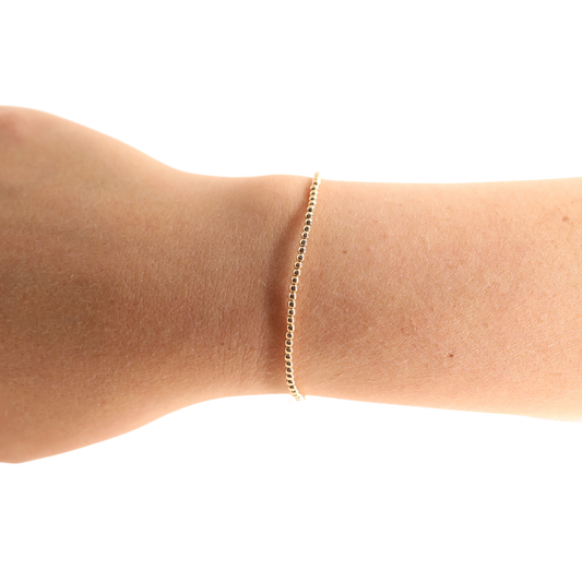 2MM Gold Beaded Bracelet | BEADED BLONDES