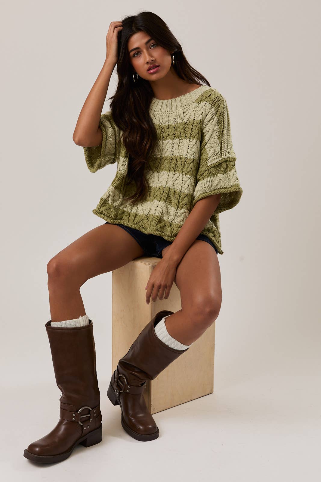 Lennie Stripe Short Sleeve Sweater