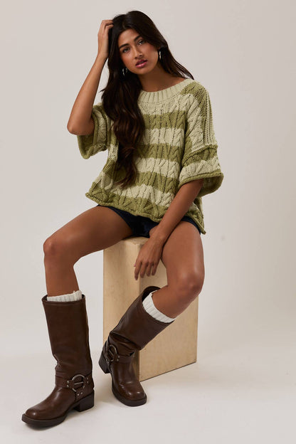 Lennie Stripe Short Sleeve Sweater