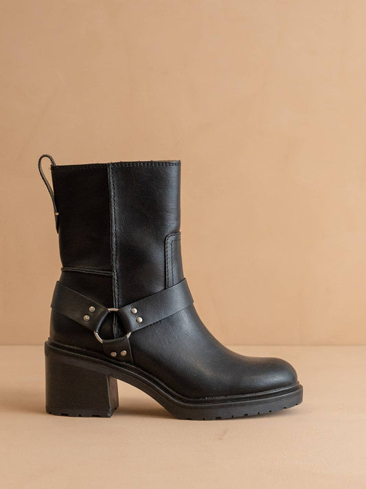 The Clyde Black Moto Ankle Boot