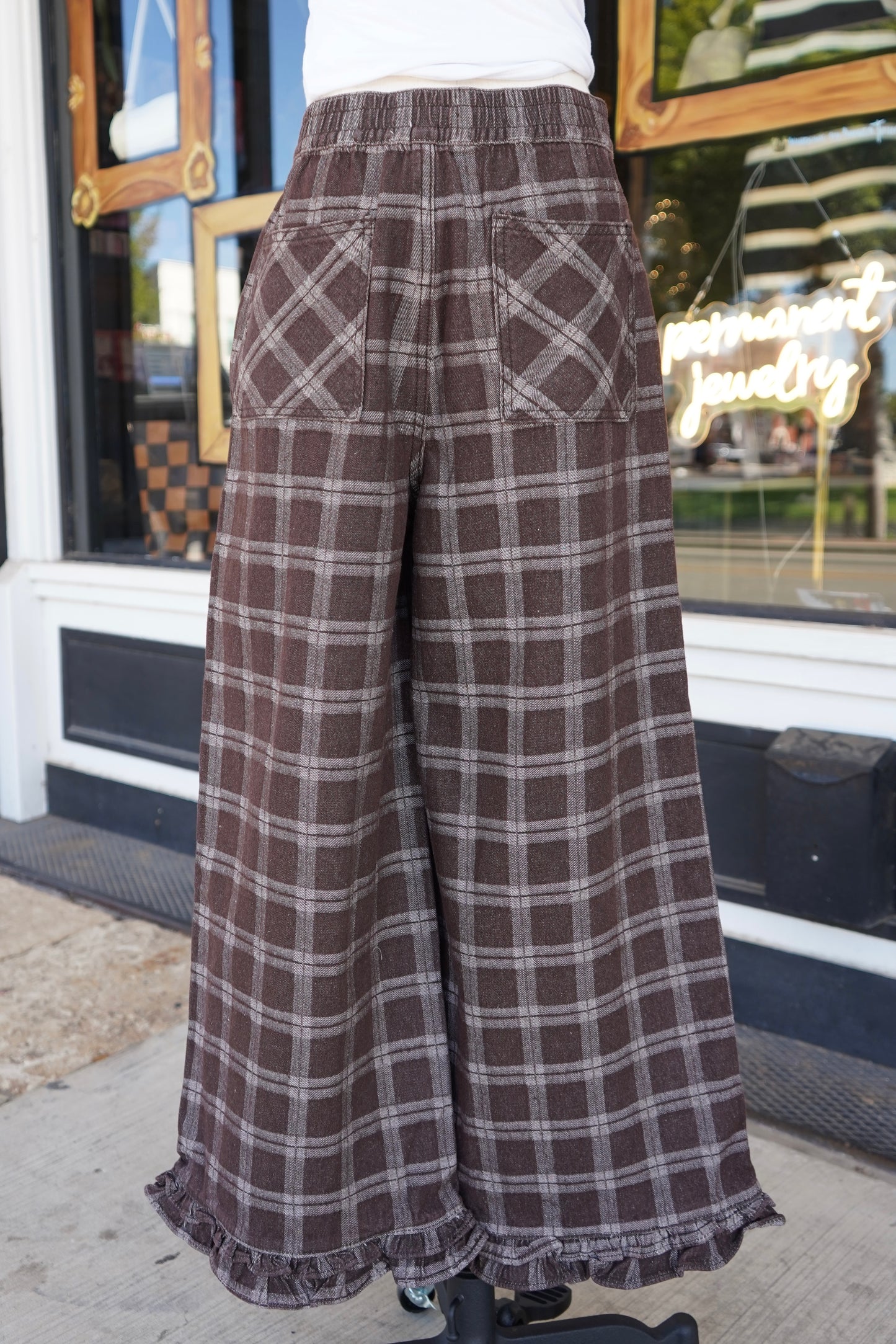 Oakley Plaid Wide-Leg Pant