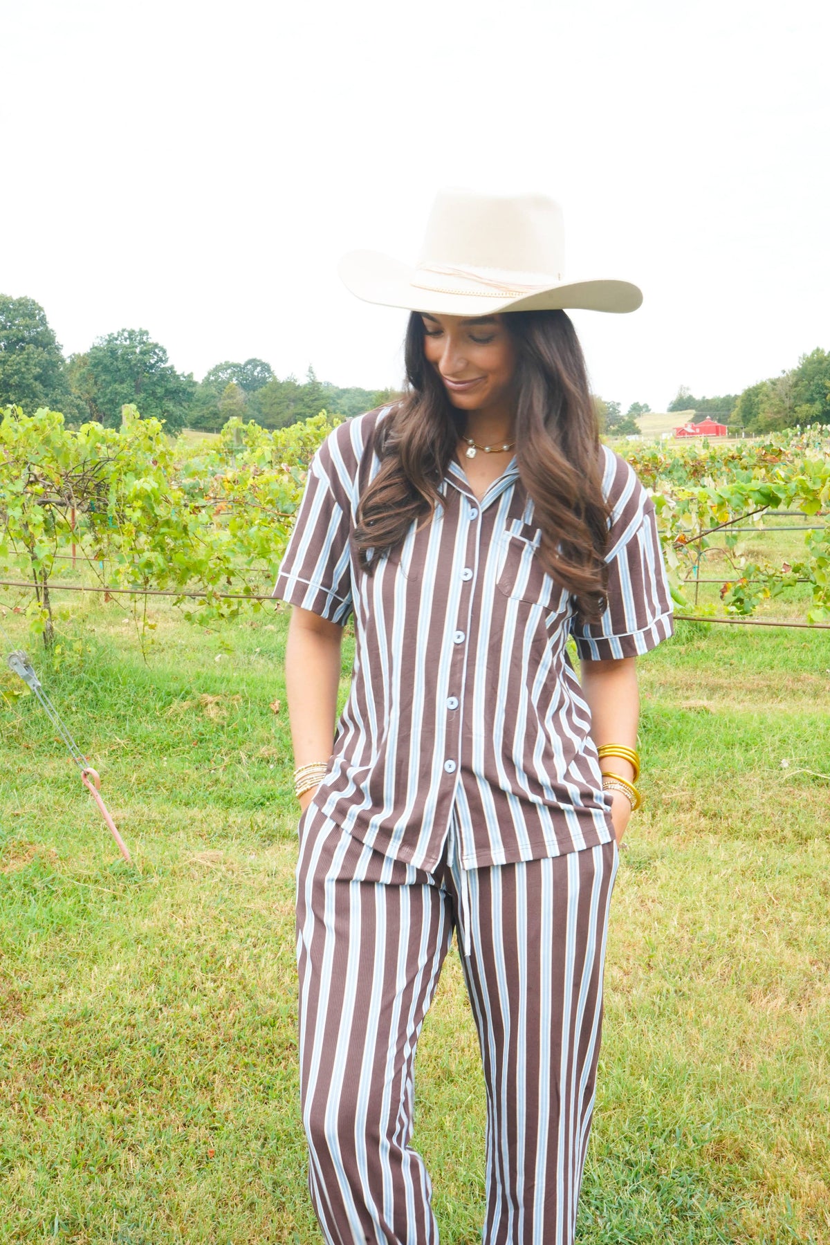 Chocolate & Baby Blue Stripes | Pajama Set