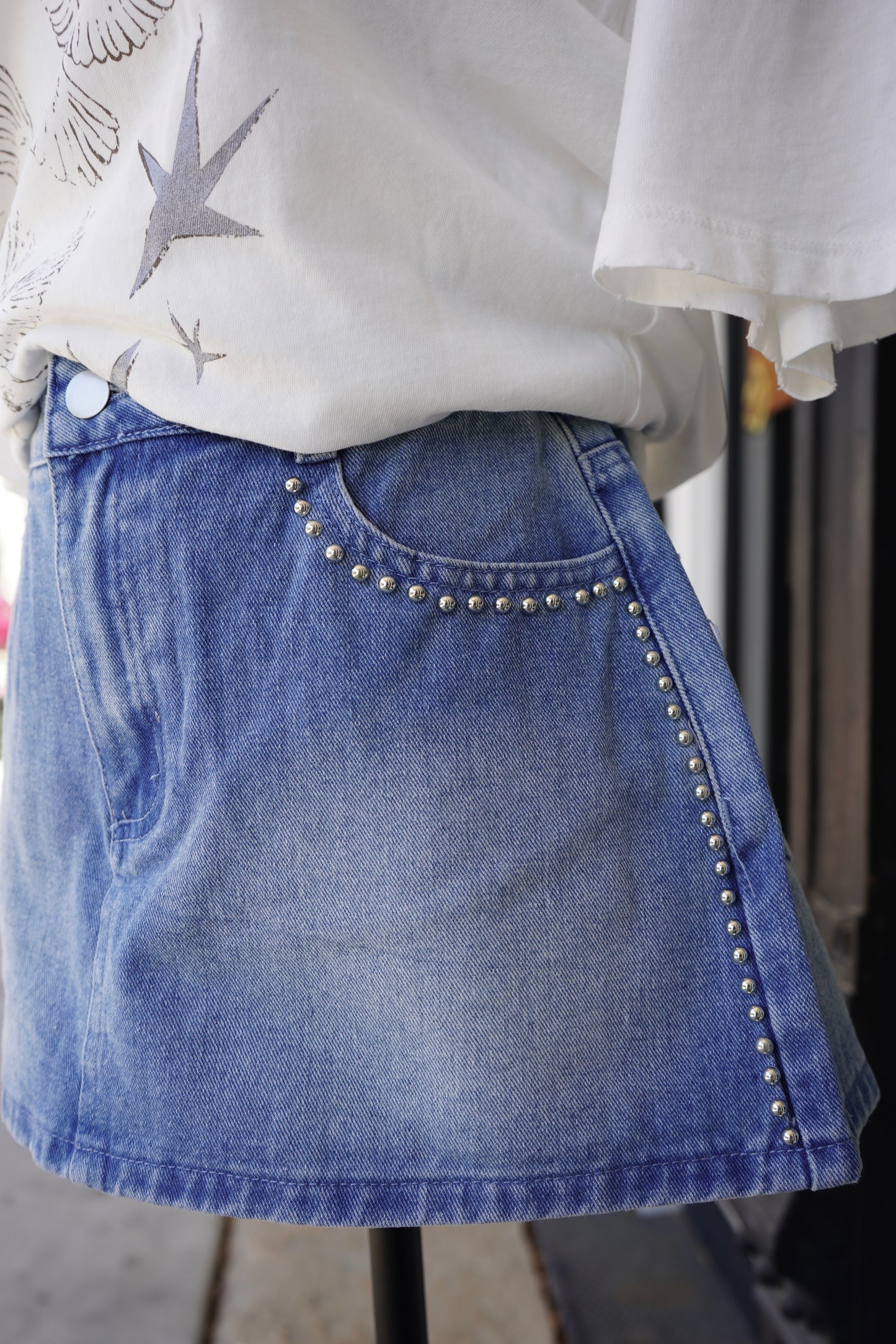 Meg Studded Denim Skort