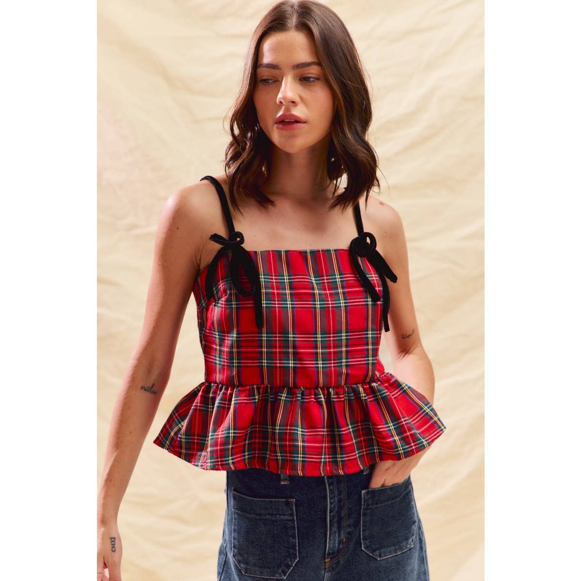 Molly Plaid Peplum Tank