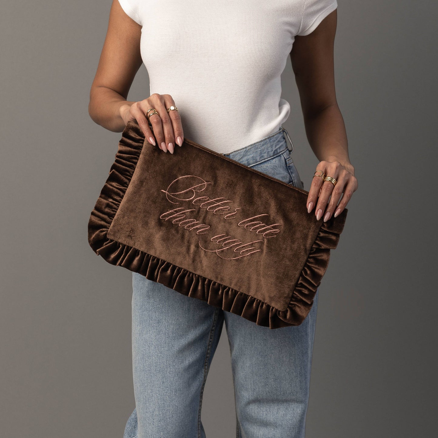 Velvet Ruffle Travel Pouch
