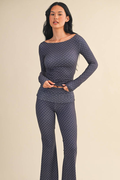 Mable Polka Dot Print Off The Shoulder Top