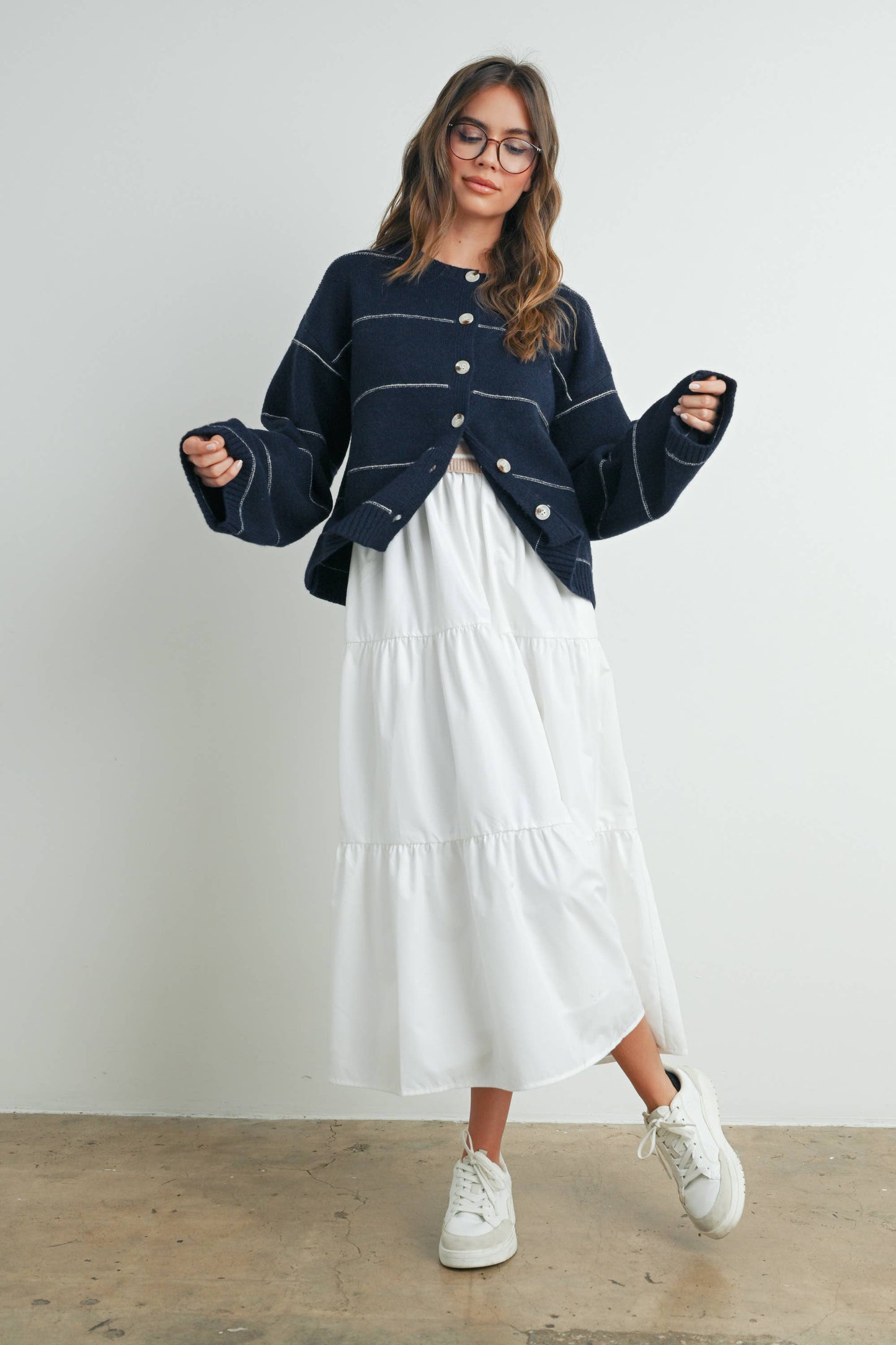 Lola Button Front Striped Cardigan