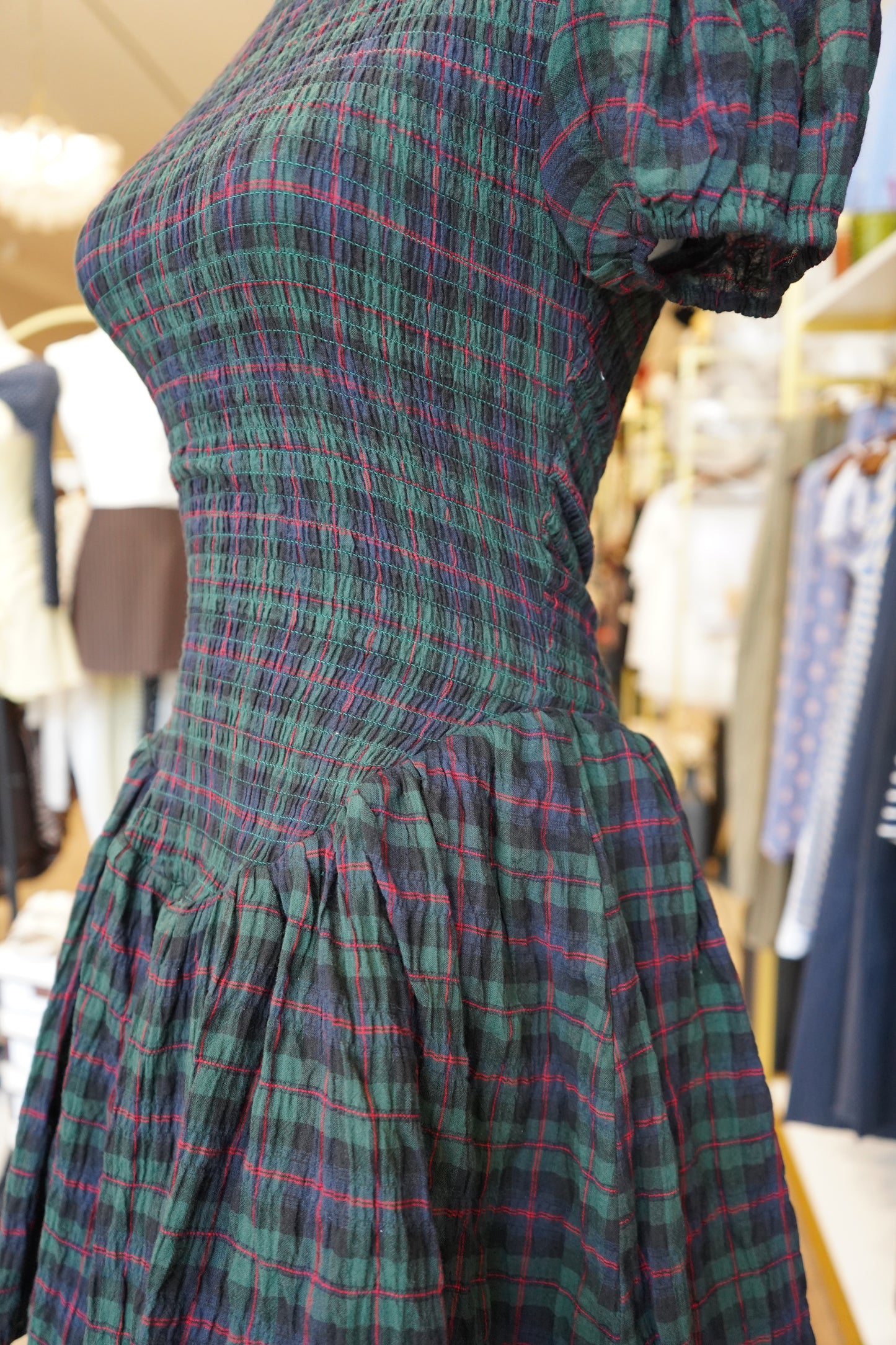 Rowan Plaid Smocked Mini Dress