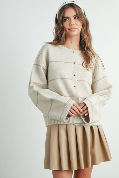 Lola Button Front Striped Cardigan