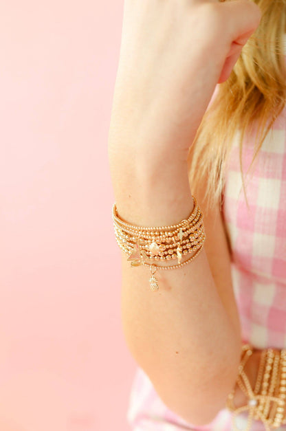 Mini Cross Charm Bracelet on Gold | BEADED BLONDES