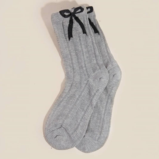 Embroidered Ribbon Bow Socks