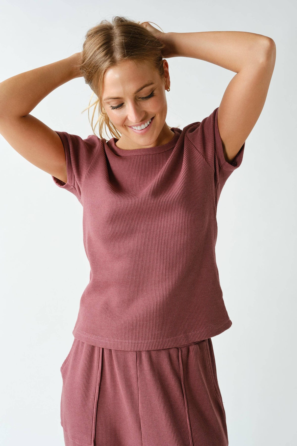 Kadi Waffle-Knit Short-Sleeve Tee