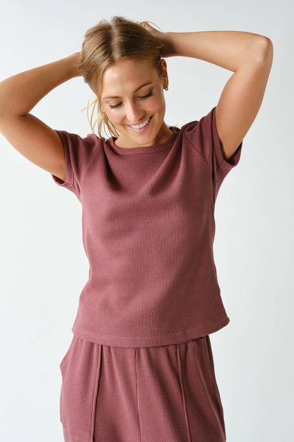 Kadi Waffle-Knit Short-Sleeve Tee