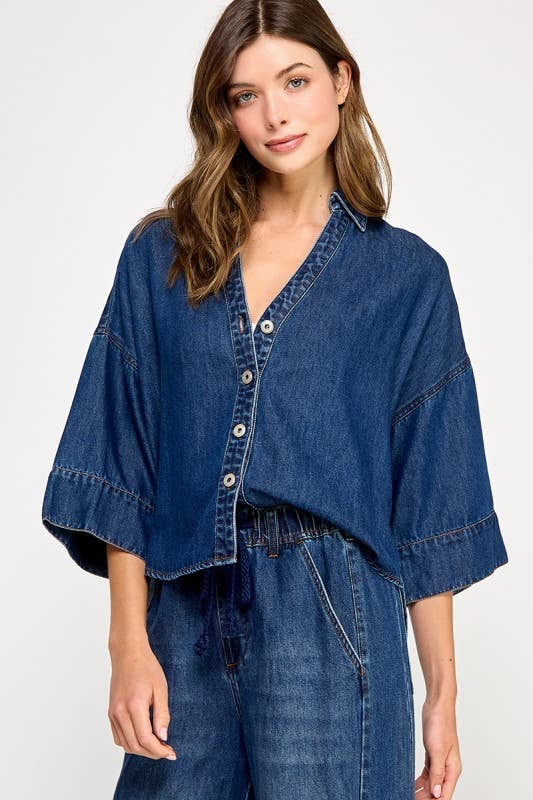 Angie Denim Wide Sleeve Shirt
