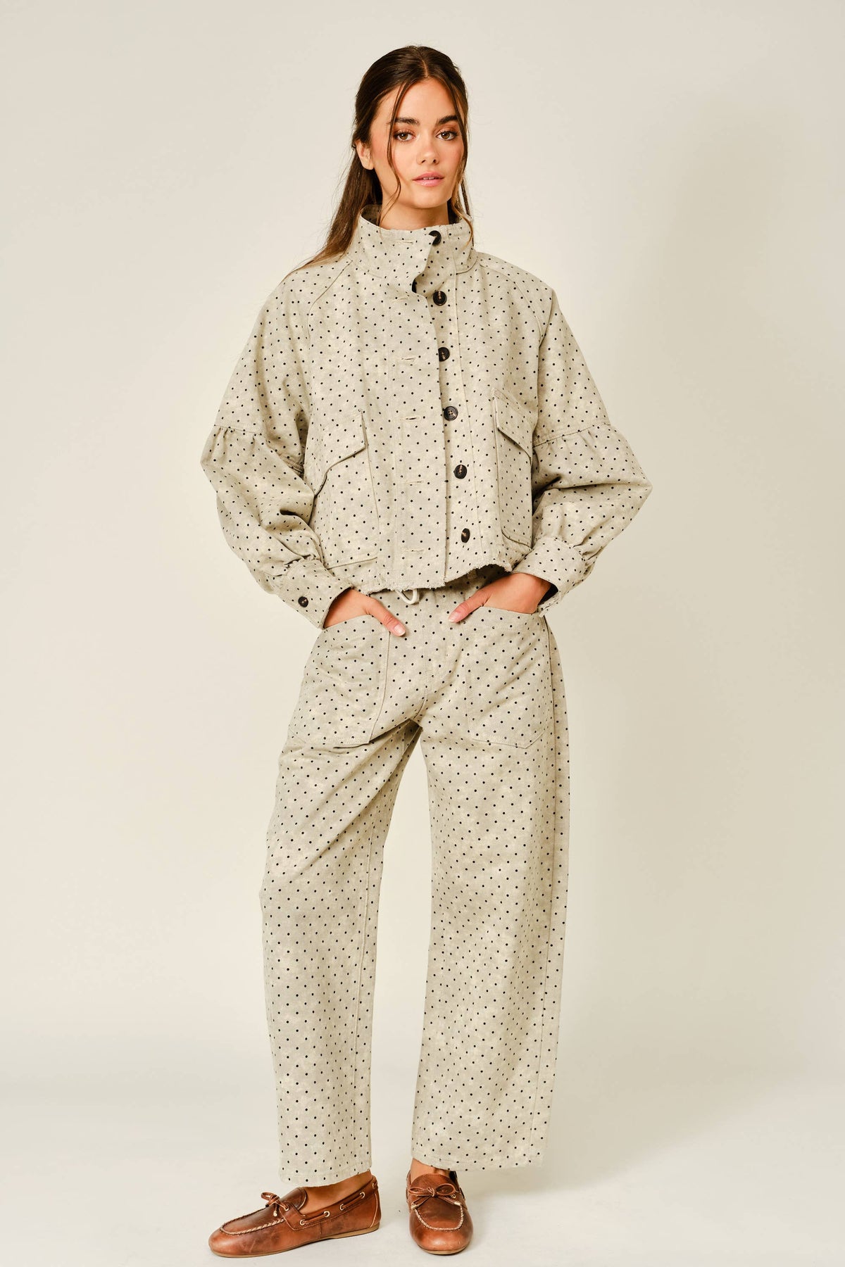 Lucy Polka Dot Barrel Pants