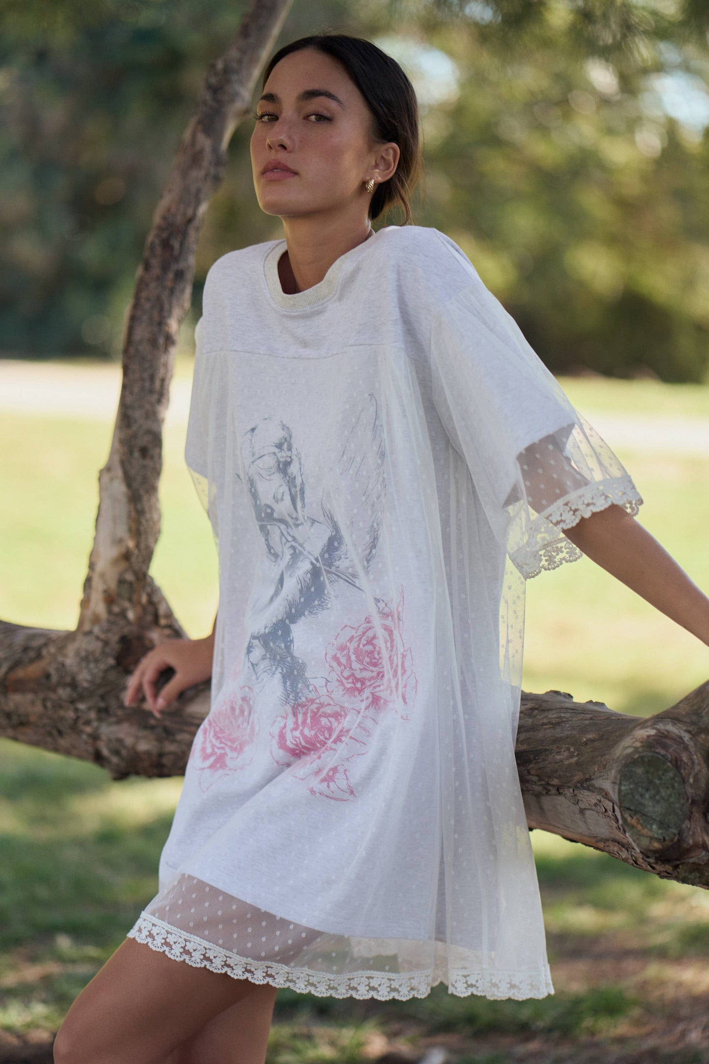 Angel Lace Layered T-shirt Dress