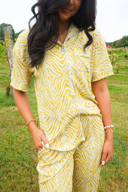 Chartreuse Zebra | Pajama Set