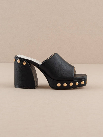 The Leona Black Studded Platform Heel